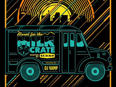 MFTMC POSTER gig poster gigposter hip hop milk crate milk truck nashville poster record sunset vector vinyl