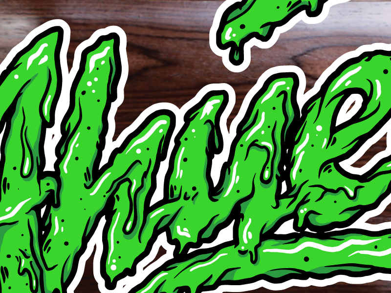 Ahuevo! hand drawn type script custom lettering drippy deck design skateboards illustration vector slime