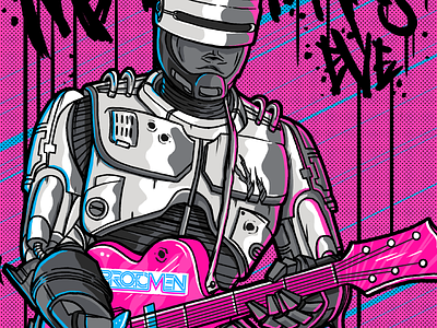 Robo Trippin 80s 90s drawing gig poster illustration movies pink poster robocop