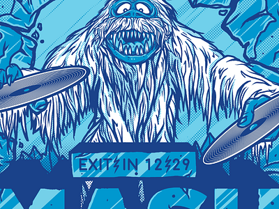 Yehti Spaghetti blue dj drawing gig poster ice illustration monster records vinyl yehti