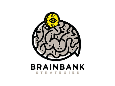 BRAINBANK bank brain coin icon illustration logo mark vector