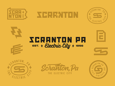 Scranton, Pennsylvania Logo Package brand branding city design electric graphic design icon identity illustration logo pennsylvania scranton typography vector