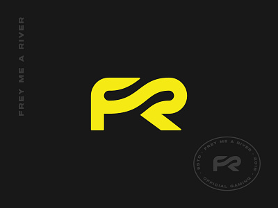 Frey Me A River Logo brand branding design f frey gaming graphic design icon identity illustration logo r river stamp typography vector video game yellow