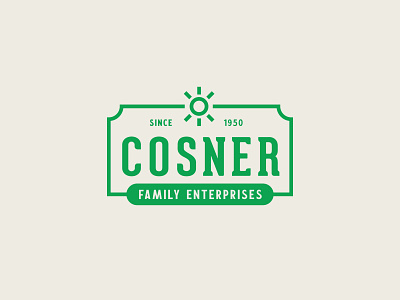 Conser Family Enterprises Logo badge branding cosner design enterprise family farm farming graphic design green icon illustration logo sun typography vector