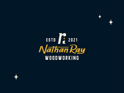 Nathan Ray Woodworking Logo astronomy branding design graphic design icon illustration logo monogram n r saw script space stars typography ui ux vector wood woodworking
