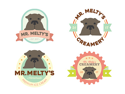 Mr. Melty's Creamery Logo Designs adobe illustrator design designer graphic design graphic designer graphics ice cream shop illustration logo logo design vector art