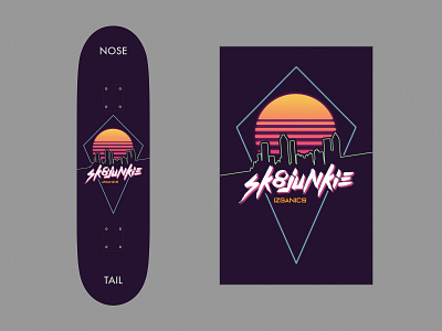 Synthwave-Inspired Skateboard Design