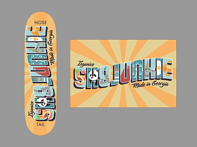 Vintage Postcard-Inspired Skateboard Design