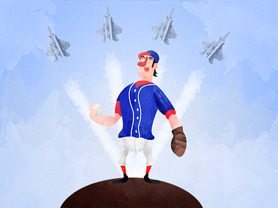 Happy 4th (Pitcher) 4th america baseball f22 flyover happy illustration jets july murica pitcher texture