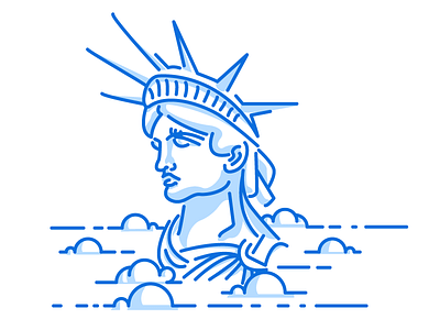 NYC - Freedom Frames 01 clouds illustrator independence july 4th lady liberty nyc portrait statue of liberty stroke vector