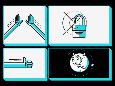 Blp Icons - High Fives! black cyan high five illustrator lock planet satellite stroke thumbs up vector