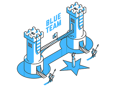 Star Guard Castle - Blue Team castle ctf drawbridge game illustrator isometric knights parapet tower defense turrets vector