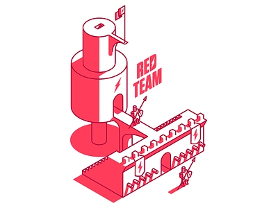 Lightning Tower - Red Team castle ctf game illustrator isometric knights parapet tower defense turrets vector