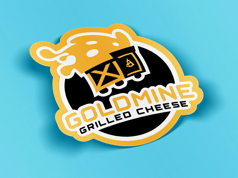 Goldmine Grilled Cheese - Branding Suite branding cheese food fun gif grilled identity minecart sticker truck vector yum
