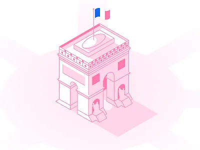 Arc de Triomphe arc de triomphe illustration isometric paris stroke travel vector