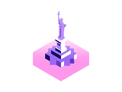 Statue of Liberty - Bright Icon gradient hexagon illustration illustrator isometric nyc statue statue of liberty travel vector