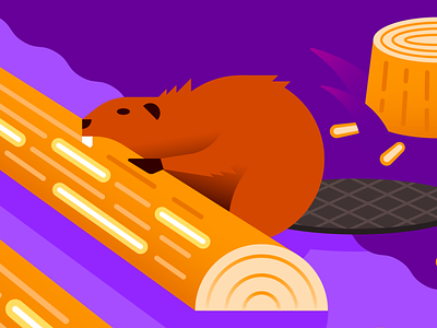 Logging with C# beaver bite carving chewing gradient illustration illustrator language logging logs programming river shore vector