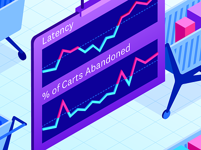 Business Analytics - Solutions Brief abandoned analytics business cart gradient illustration illustrator isometric logs lost metrics product profit shopping shopping cart stroke traces vector