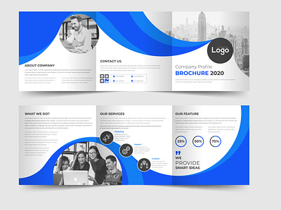 Modern Business Square Trifold Brochure Template