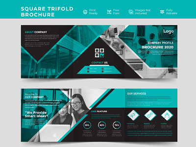 Modern Corporate Square Trifold Brochure Template