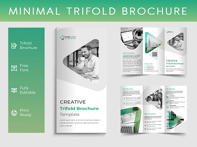 Minimal Corporate Trifold Brochure Template adobe illustrator advertising banner bifold brand identity branding brochure business company corporate creative design flyer graphic design logo magazine minimal modern print trifold