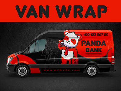 Modern Panda Bank Van Wrap Design adobe illustrator advertising artwork banner branding car wrap corporate creative design flyer graphic design illustration logo mockup modern packaging template van wrap vehicle wrap wrap design