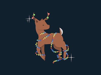 Reindeer design lights ornaments vector xmas