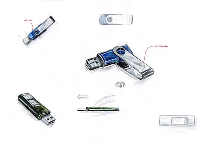 Usb Stick design industrial sketch sticker usb