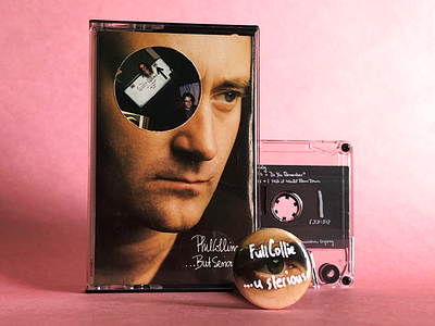 Full Collie ...u slerious 1 inch button cassette tapes paint pen phil collins