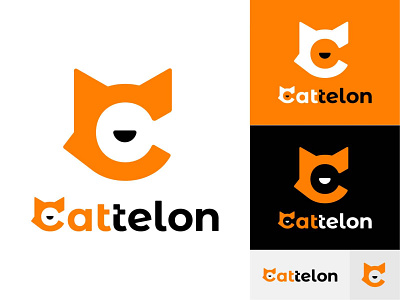 Cattelon Logo branding cat design flat logo minimal