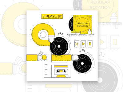 Regular Rotation Playlist Cover design fun illustration kansascity music playlist poster regular rotation simple simple clean interface spotify system yellow