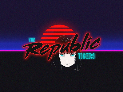 Republic Tigers NeoSynth branding design fun girl glow gradient grain illustration kansascity light music musicart neon neowave poster republicrtigers system typography vector vpaorwave