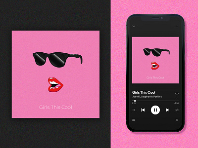 Girls This Cool cover coverart design girlsthiscool glare grain texture grainy grit illustration lips mockup music music art record single single cover social spotify spotify cover sunglasses