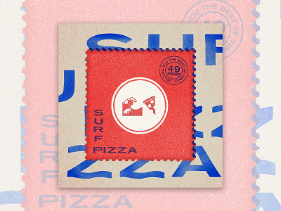 Surf Pizza Stamp design fun grain illustration pizza stamp surf texture vector wave