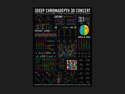Chromadepth 3D Show Poster 3d 808 beatpad bright cds design editing equipment fun gradient gradient color music piano poster rainbow records show synthesizer systematic vibrant