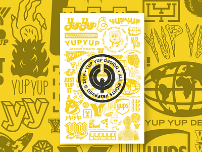 YupYup Design Logo Poster 11x17 black black white brand handmade iconography illustration kansascity logo mark parody poster poster design screenprint system vector versions yellow yupyup yy