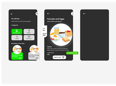 Food Order App ( DARK THEME ) app design illustration mobile ui ui design ux