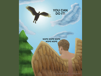 Flying Lessons destiel digital painting fantasy illustration supernatural wings