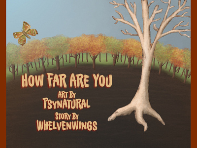 How Far Are You autumn butterfly digital painting forest illustration landscape tree