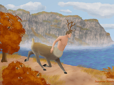 Cervitaur Dean autumn cervitaur digital painting fanart fantasy fjord illustration landscape ocean seascape supernatural