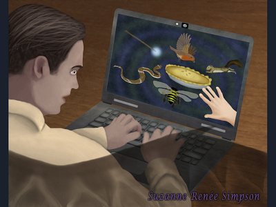 Creating Canon animals computer digital painting illustration laptop