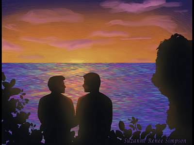 Beach Sunset beach digital painting gay illustration lgbtq ocean puerto rico romance sunset tropical