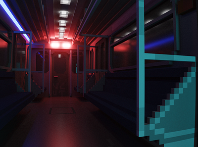 Voxel subway blender design environment design flat illustration light design minimal sketch unity vcut