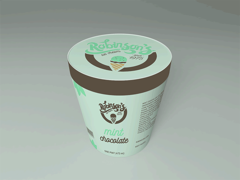 Robinson's Ice Cream Product branding handlettering lettering package design packaging product packaging