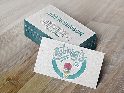 Robinson's Ice Cream Business Card brand business card handlettering identity lettering letterpress logo mockup