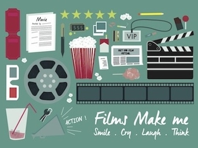 Films Make Me... cinema cute films graphics illustrator objects postcard