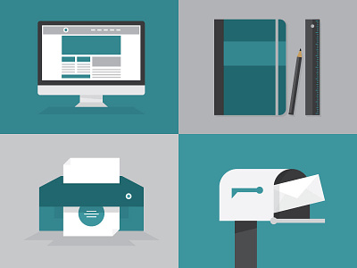 Web. Design. Print. Mail. design iconography illustration