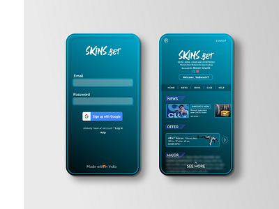 Skins.Bet for gamers !! android app app making blue concept easy figma following graphics ios sketch trending ui ux