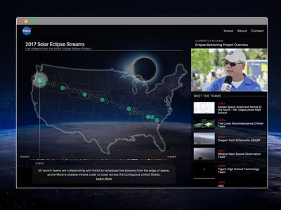 2017 Eclipse Stream design eclipse illustration interaction design interface moon nasa space sun ui ux