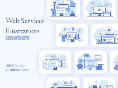 Web Services adobe illustrator design illustration monocrome ui vector vector art web designs web illustrations web services